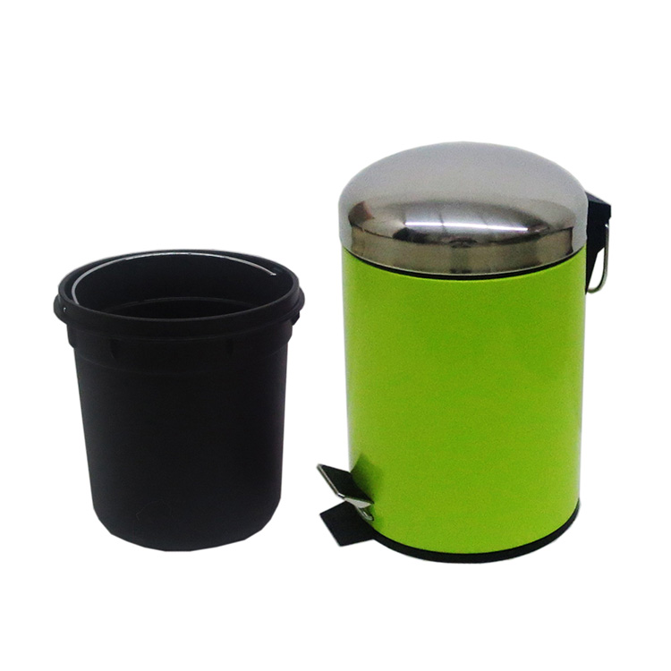 green coated trash can with linner