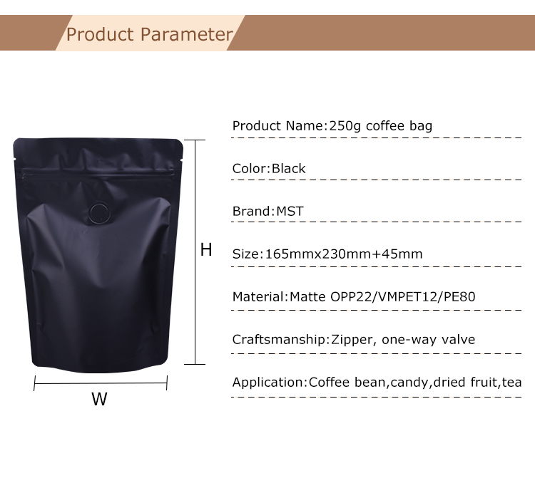 matte black coffee bag
