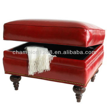 Leather storage ottoman