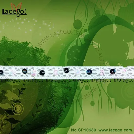 100% cotton Handmade Beaded Sequin Trim Lace