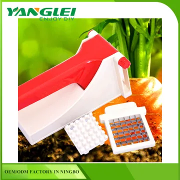 French Fry Cutter and Veggie Dicer Plastic, White and red