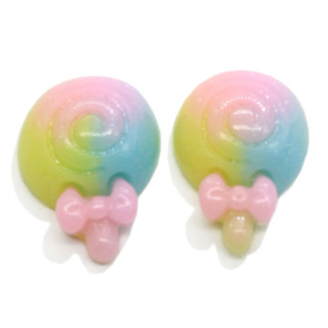 14 * 20mm Kawaii Gradient Ramp Color Lollipop Candy Flatback Resin Craft Χειροποίητη Μινιατούρα για Κλιπ Μαλλιών