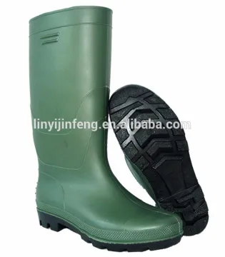 Unisex Green PVC industrial safety boots