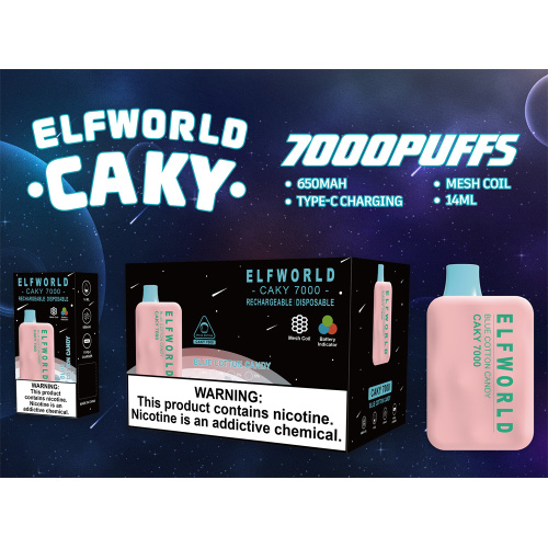 Wholesale Elf World Caky 7000Puffs Rechargeble Vape