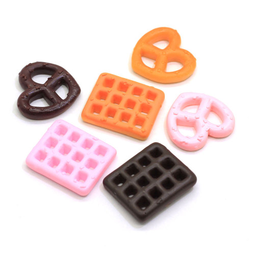 Decorative Waffle Peach Heart Cookies Resin Flatback Cabochon Slime DIY Toy Decoration Beads Fridge Ornaments Spacer