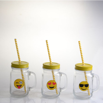 New Emoji decal print 16oz mason jar wholesale