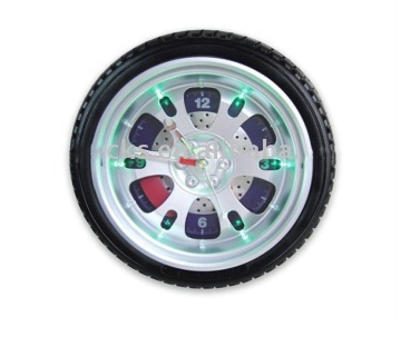 Fashion LED Light Plastic Tire Shape Design Home Decorative Wall Clock
