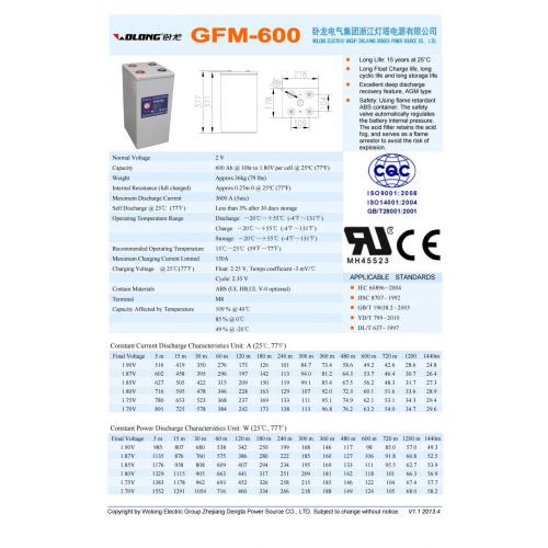 Telecom T Series Lead Acid Battery (2V600Ah)