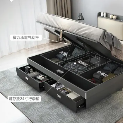 Modern Minimalist Double Bed Tatami Storage Bed for Small Apartments