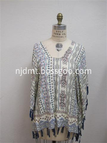 Fashion Printing Kaftan with Tassel