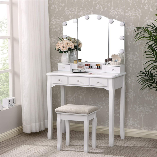 Glass Dressing Table and Mirror Make Up Table Design Dressing Table With Light Supplier