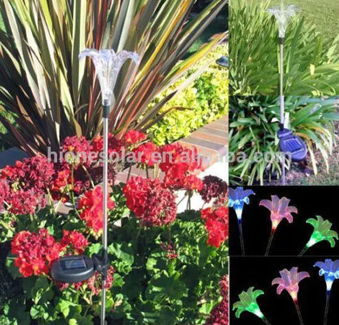 garden solar light decoration color changing solar garden light with lily flower