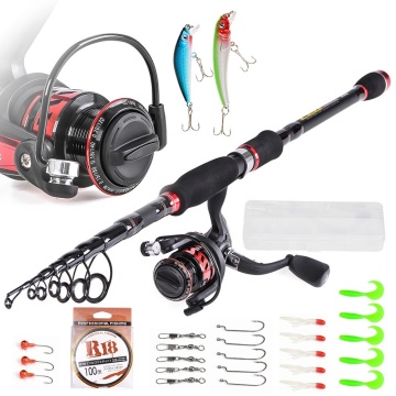 Carbon Telescopic Rod and Reel Combo - 1.8m to 3.0m