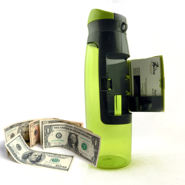 2024 New Portable BPA-Free Plastic Sports Water Bottle with Storage Compartment