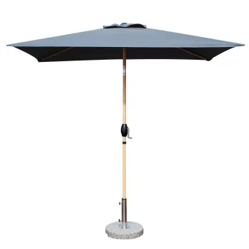 Wood Print Patio Parasol Square Umbrella 2x2m with Crank Center Pole for Sunshade
