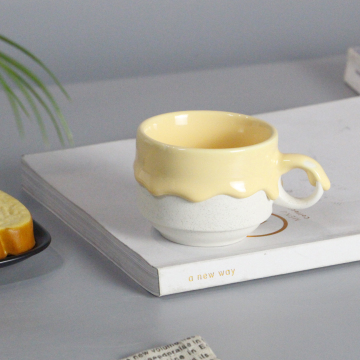 High Quality Handmade Ceramic Coffee Mug with Handle - Cute Cream Design Gift