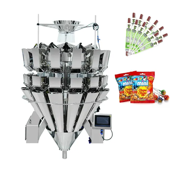 Automatic Multihead Weigher Packing Machine for Coffee Sticks, Lollipops, Protein Bars, Cereals, and Chocolate Bars