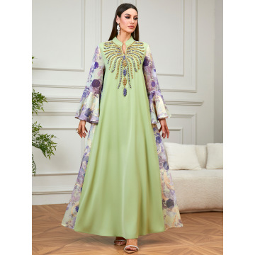 منجوق دوزی V یقه فلر آستین Abaya