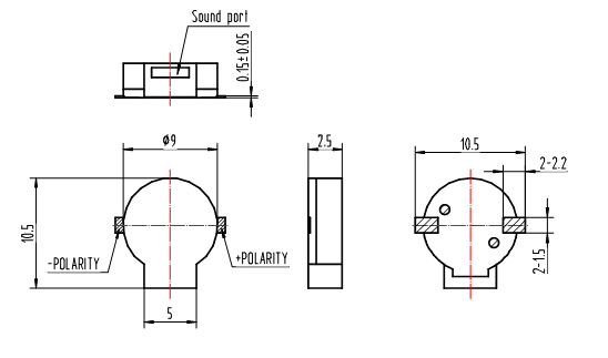 9x9x2.5mm SMD Magnetic Trasducer Buzzer 3V 5V 2700Hz