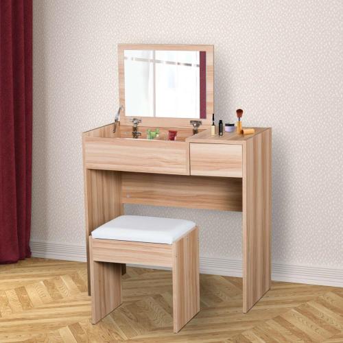 Mirrored Dressing Table Flip-Up Mirror Dressing Table Makeup Table With Stool Supplier