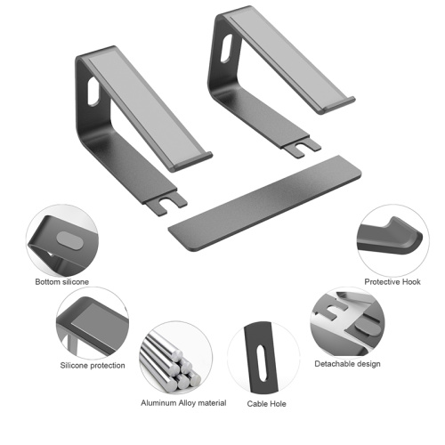 Soporte de aluminio para computadora portátil, soporte desmontable ergonómico para computadora