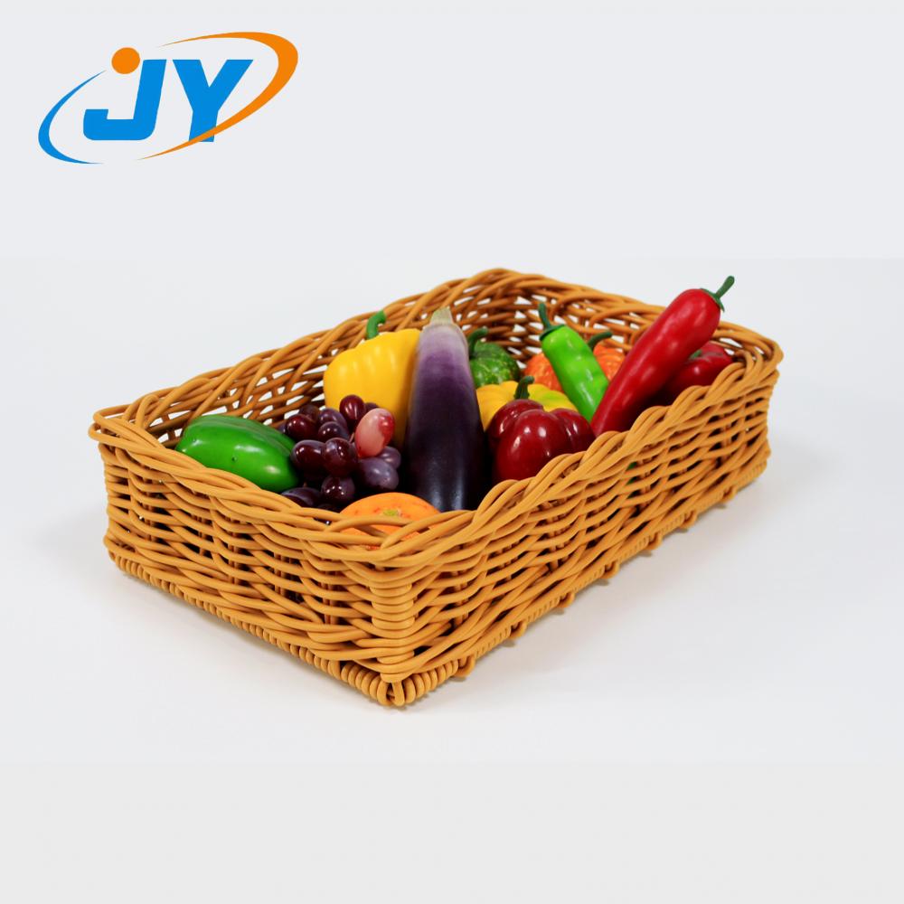 Handweaved plastic rattan supermarket fruit vegetable basket