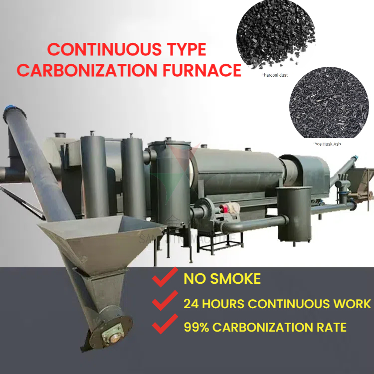 High Quality Wood Waste and Rice Husk Biochar Pyrolysis Kilns and Carbonization Furnaces