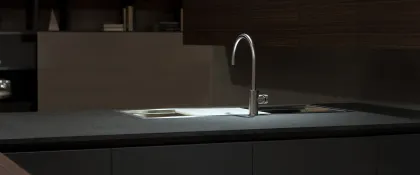 Kitchen and bathroom porcelain integrated countertop