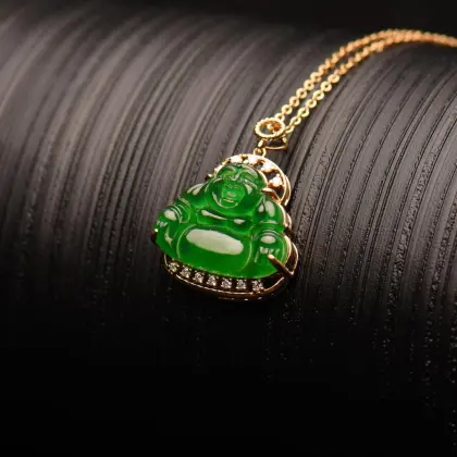 Jade Laughing Buddha Pendant Chinese Classical