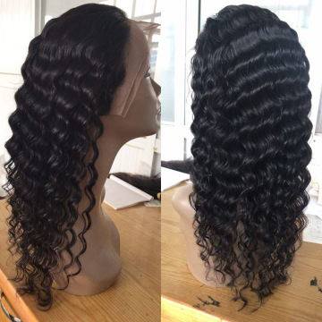 180% Density Virgin Natural Human Hair Lace Front Wig Deep Wave