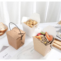 Transportable Lunchbox aus Kraftpapier mit Griff