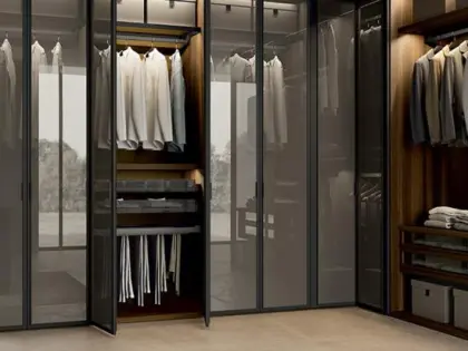 Modern Wooden Wardrobe Customized Walkin Wardrobe With Led