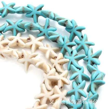 DIY 13x13mm White Turquoise Stone Seastar Beads for Girls Bracelets