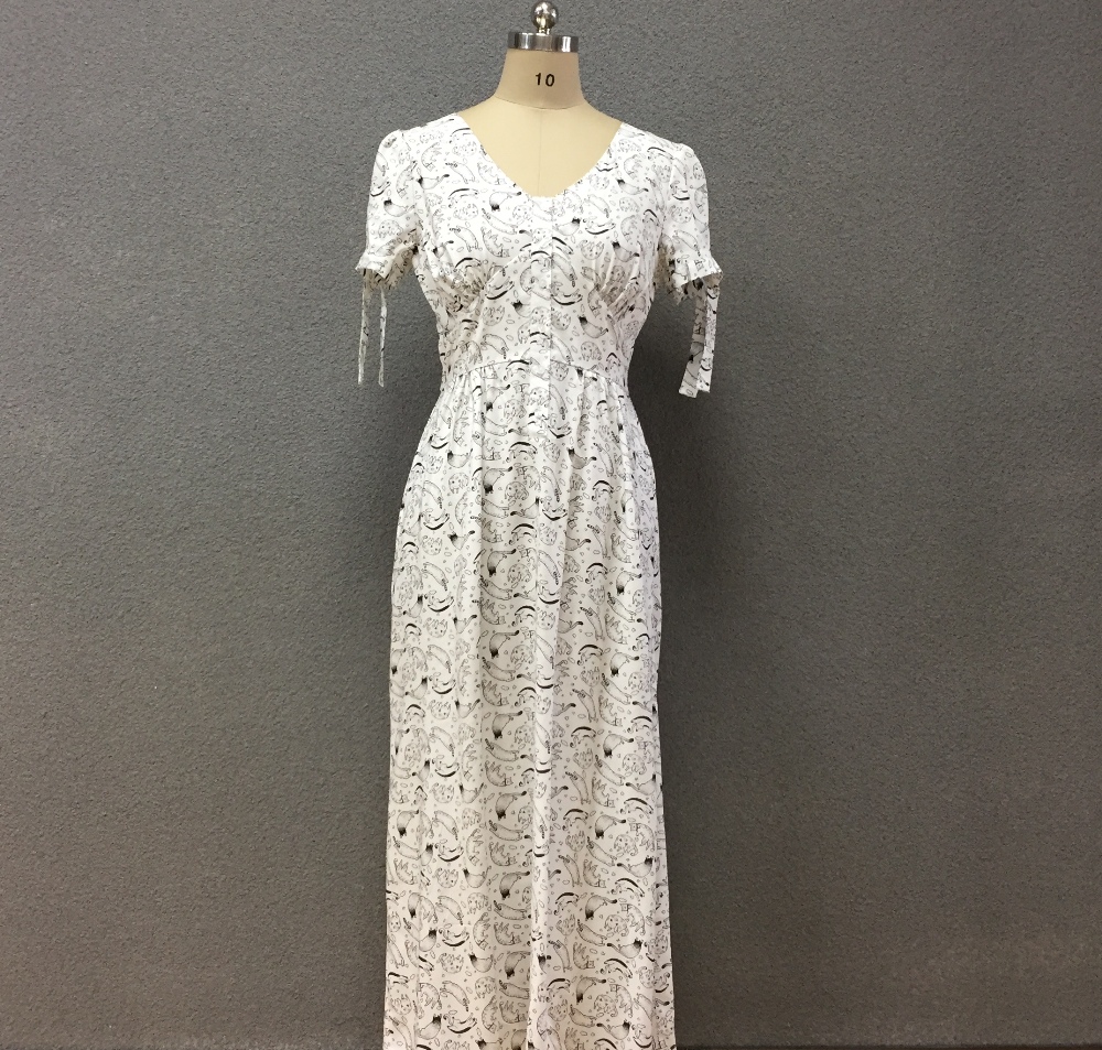 Women's viscose printed short sleeves long dress