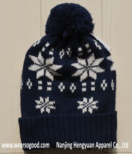 Knitted Hat with Pompom (HY1106XK03)