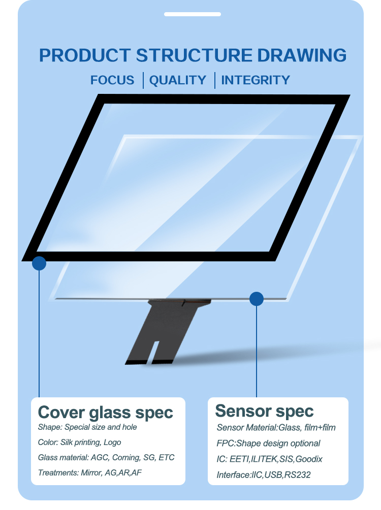 43 inch PCAP multi touch capacitive touch screen
