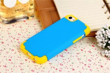 Dual Colors Hard Pc + Soft Silicone Iphone 5c Protective Cases With 2 In 1 Four Corners