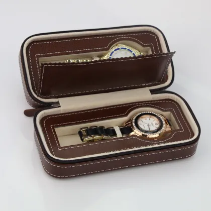 OEM Handmade Pu Leather watch packaging with zipper