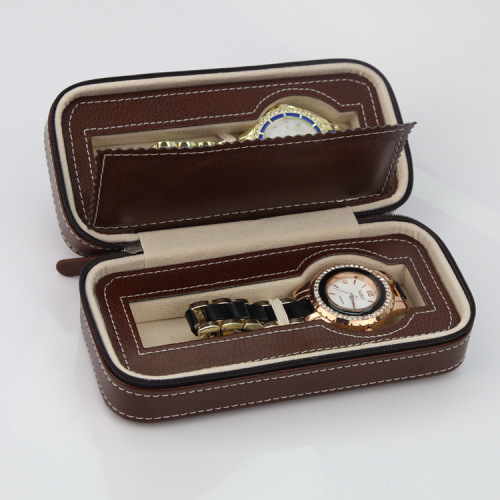 OEM Handmade Pu Leather watch packaging with zipper