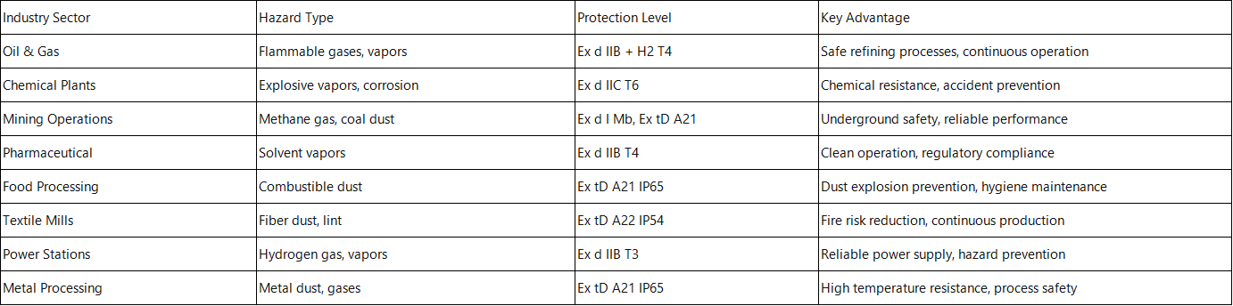 3 Phase explosion asynchronous induction Motor Application Performance & Safety Advantages