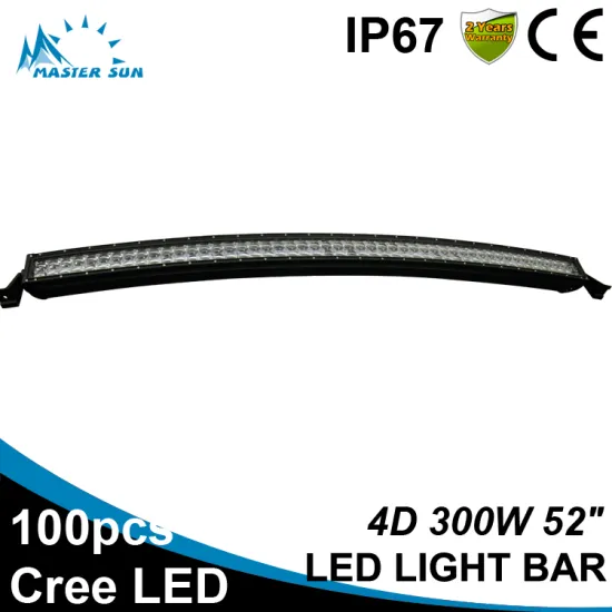Waterproof curved 4D 52inch 300w led tractor work light car led light bar off road led light bar