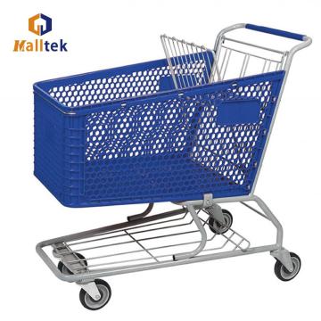 Cartero de compras de plástico colorido de supermercado