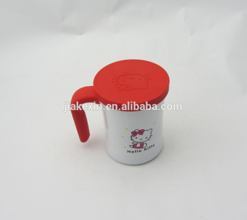Double wall insulated coffee mug with handle and lid