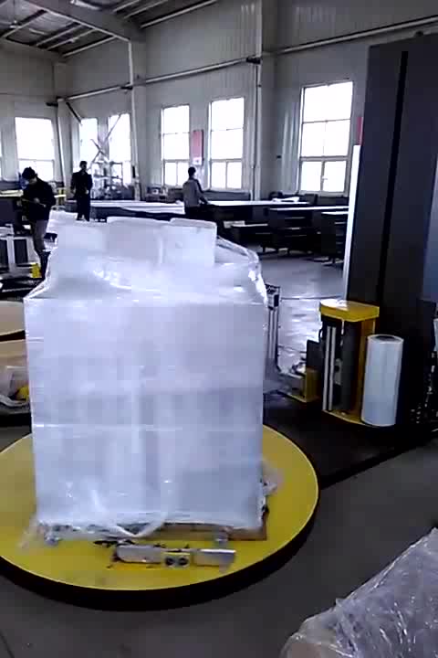 Máquina automática de embalagem de paletes com filme cortado