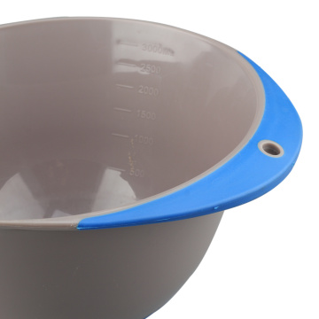 White Plastic Mixing Bowl With Rubber Grip Handles
