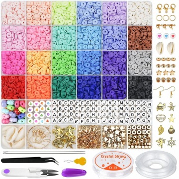 6000 Piece 24 Color Polymer Clay Bead Kit: Ideal for Crafting Unique Necklaces and Bracelets