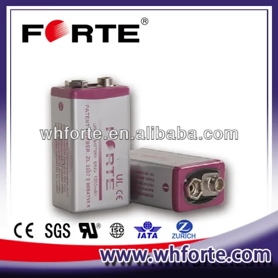 Lisocl2 ER9V 9V Lithium Battery with 1200 mAh capacity