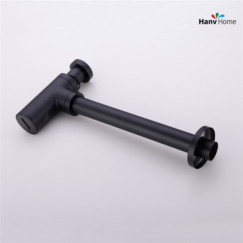 Luxury Matte Black High Quality Brass Body Euro Basin Bottle Plumbing P-Trap Wash Pipe Waste Bathroom Sink Trap