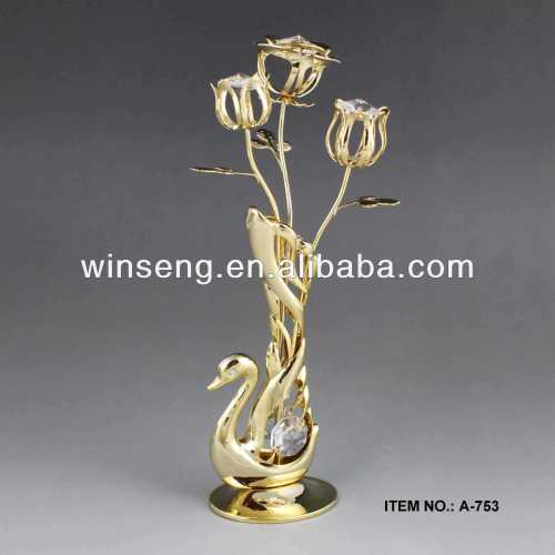24K Gold Plated Swan-shaped Vase with crystals from swarovski for Home Decor