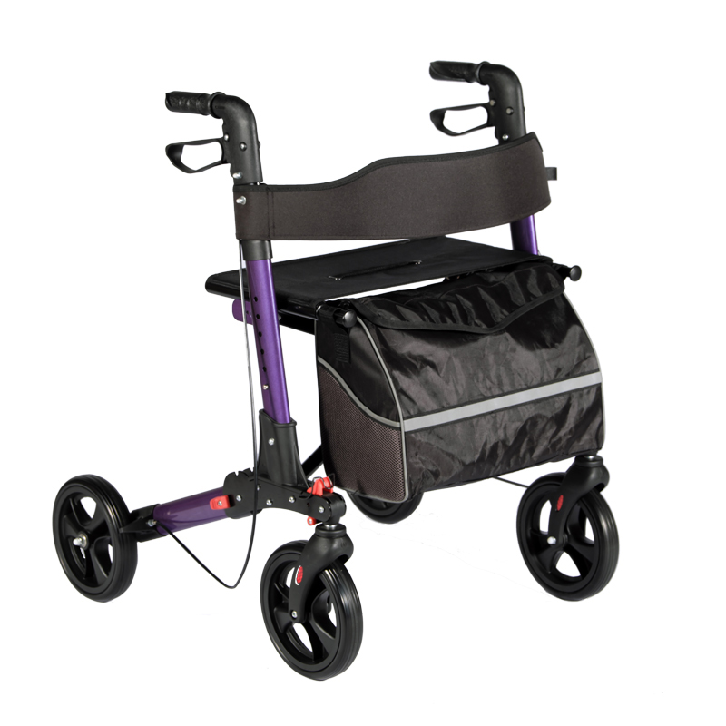 Senior Medical Double Folding Adjustable Rollator Walker with Removable Shopping Bag TRA01A